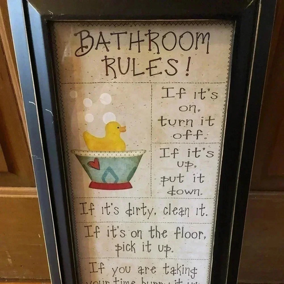 Bathroom  Rules Framed Poster - Picture 2 of 7